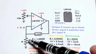 Op amp current source using LM358 operational amplifier and LEDs learning electronics lesson 0026