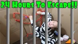 24 Hours To Escape Box Fort Jail! 24 Hours With No LOL Dolls