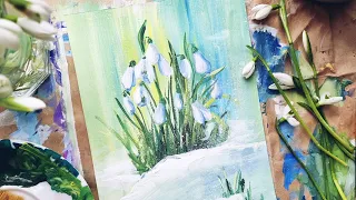 SNOWDROPS | We draw simply and beautifully with gouache🤍💚💙