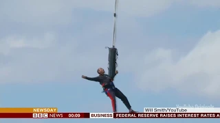 Will Smith bungee jumps for 50th birthday (USA) - BBC News - 27th September 2018