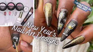 Testing Born Pretty Solid Builder Gel | Easy 3D Nail Art | New Years Nails | Fast Gel X Nails