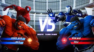 Spider-Man & Hulk (Red) vs Iron-Man & Hulk (Blue) (Hardest AI) Marvel vs Capcom : Infinite