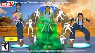 KORRA Skin (Fortnite x Avatar) doing all Built-In Emotes and Funny Dances シ