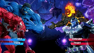 Blue Hulk & Red Venom vs Thanos & Dormammu (Very Hard) - Marvel vs Capcom | 4K UHD Gameplay