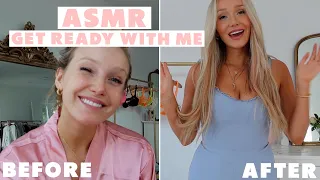 ASMR Get Ready With Me! (tapping, hair brushing, lotion, lid sounds...)// GwenGwiz