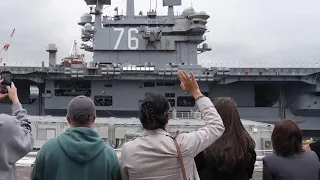 US Navy flagship carrier USS Ronald Reagan leaves its Japan home port after nearly 9 years