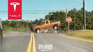 CRASH SENDS PICKUP TRUCK FLYING | TESLACAM STORIES #96