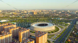 Krasnodar, Russia. Krasnodar Stadium is a football stadium in park Krasnodar. In the light of the su