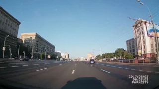 Москва. Можайское шоссе 1х (Кутузовский проспект) от Кремля до МКАД (2017) в 6 утра.
