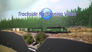 Burlington Northern across 3 HO scale model railroad layouts in Trackside Model Railroading.