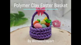 Polymer Clay Easter Basket with egg tutorial, DIY Easter Basket Clay复活节软陶篮子