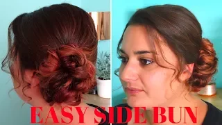 Easy Messy Side Bun Hair Tutorial -  how to hairstyle - prom wedding bride bridesmaid hair