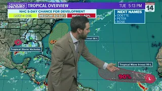 TROPICAL UPDATE: Nicholas weakens; two more tropical waves in the Atlantic