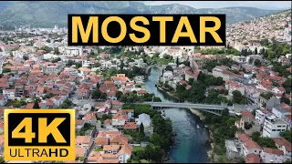 Mostar iz zraka. Naselja Luka i Donja Mahala. Snimak iz drona 4K.