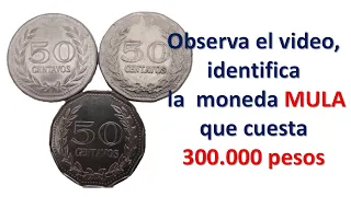 moneda costosa de cincuenta centavos mula