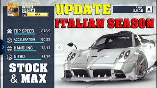 Asphalt 9 - UPDATE Italian Season (Stock & Max cars stats)