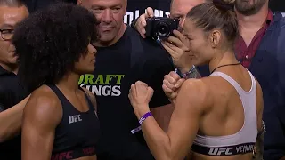 Karine Silva vs. Maryna Moroz - Weigh-in Face-Off - (UFC 292: Sterling vs. O'Malley) - /r/WMMA