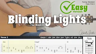 Blinding Lights (Easy Version) - The Weeknd | Fingerstyle Guitar | TAB + Chords + Lyrics