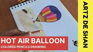 How to draw Hot Air Balloon | Simple Colored Pencils Drawing | Colorful
