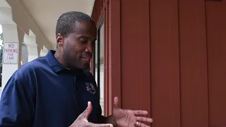 Republican Senate Candidate John James speaks after a gathering in Portage