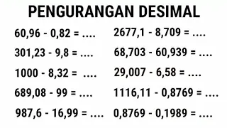 belajar cepat pengurangan desimal