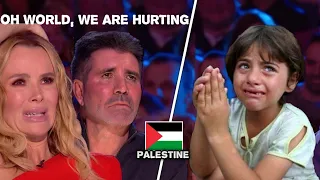 A Palestinian girl cries and says, “Oh world, we are hurting” and makes everyone cry