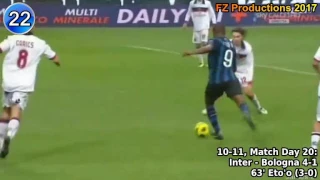 Samuel Eto'o - 35 goals in Serie A (Inter, Sampdoria 2009-2015)