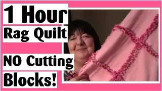 1 Hour Rag Quilt - NO Cutting Blocks - Easy Quilt Tutorial