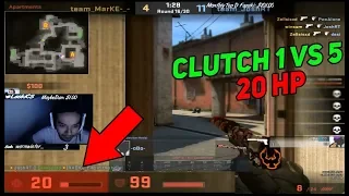 ЖЕСТКИЙ КЛАТЧ 1V5 С 20 ХП! NINJA DEFUSE 1V5 10 СЕКУНД!  CS:GO Twitch Clips #40