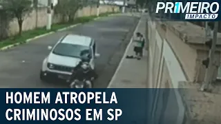 Homem atropela criminosos ao presenciar assalto em SP | Primeiro Impacto (04/10/21)