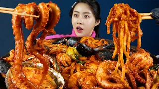 MUKBANG ASMR | Fantastic Spicy🔥Seafood Jjamppong Abalone Octopus Shrimp Mussel Eat Eatingshow 아라 Ara