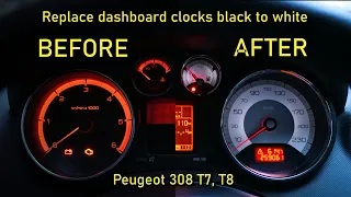 Peugeot 308 Replace Speedometer Black to White (dashboard clocks, Odometer/Instrument Cluster)