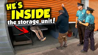 Police busted him HIDING INSIDE THE STORAGE UNIT! I BOUGHT IT!
