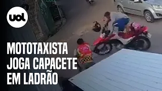 Mototaxista arremessa capacete em assaltante para evitar roubo de moto