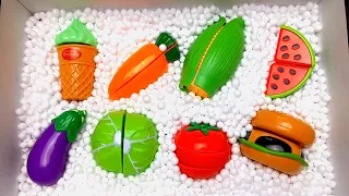 Oddly Satisfying Video | Mixing Fruits and Vegetables in Pool Snow Box ASMR