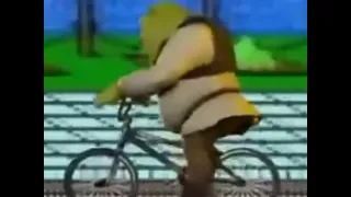 Shrek riding bike