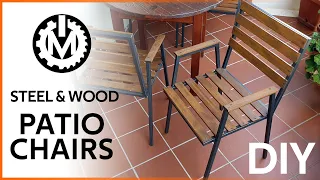 DIY Steel and walnut wood patio chairs // MakeON