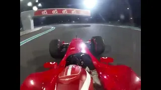 Charles Leclerc driving Michael Schumacher's F2003 around Abu Dhabi