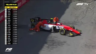 Formula 2 Baku Free Practice - Mahaveer Raghunathan can't do a three point turn