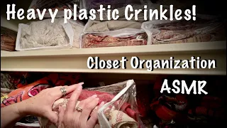 ASMR Heavy plastic crinkles (No talking) Organizing closet/crinkly storage bags for linens.
