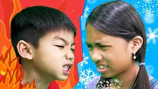 Hot vs Cold Challenge with Wendy and Eric | Kids Work & Play Together