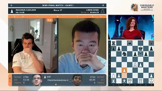 Magnus Carlsen vs Ding Liren Semi Final Match Game 1 CCT Chessable Masters 2022