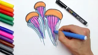 Как нарисовать и покрасить медузу | Шаг за шагом для детей