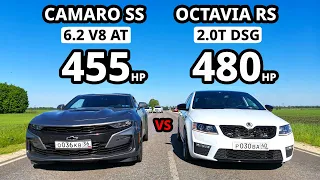 SKODA OCTAVIA A7 RS (480л.с.) vs CAMARO SS 6.2 vs Porsche CAYMAN S vs OCTAVIA A7 1.8T ГОНКИ