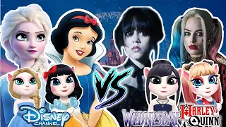 My Talking Angela 2 🥰/ Wednesday Addams And Harley Quinn Vs Elsa Queen And Snow White / New Gameplay