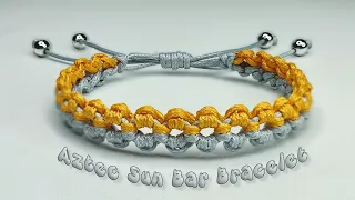 How to Make Aztec Sun Bar Bracelet Two Color | Macrame Bracelet Tutorial