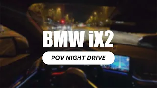 BMW iX2. POV Night drive. Paris.