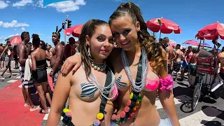 🇧🇷 Carnival in Rio de Janeiro 2024 |  Beach Party on Leblon Beach | Walk on Leblon Beach 4K