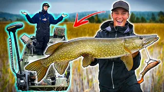 Exploring a New Cool Water System With a SWAMP BOAT (Chasing BIG Pike) | Team Galant