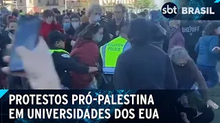 Estudantes pró-Palestina e pró-Israel entram em confronto | SBT Brasil (01/05/24)